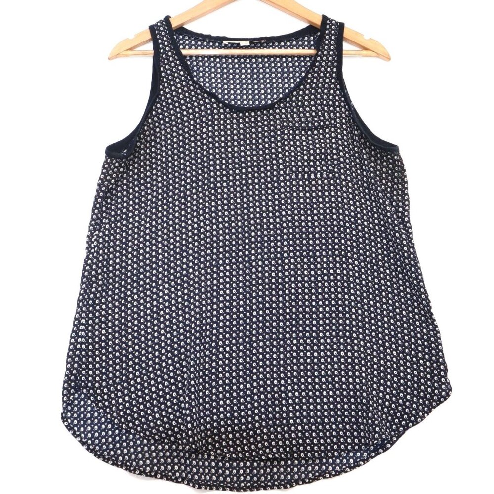 Ann Taylor Loft Navy & White Floral Print Sleeveless Tank Top MP Petite Women